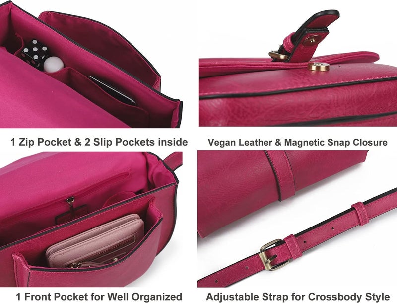 AFKOMST Crossbody Bags for Women,Small Saddle Purse and Boho Cross Body Handbags,Vegan Leather - Image 4